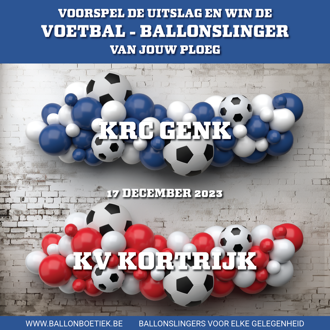 WIN ACTIE!!! Win een Voetbal Ballonslinger van 2 meter in de kleuren van jouw club.