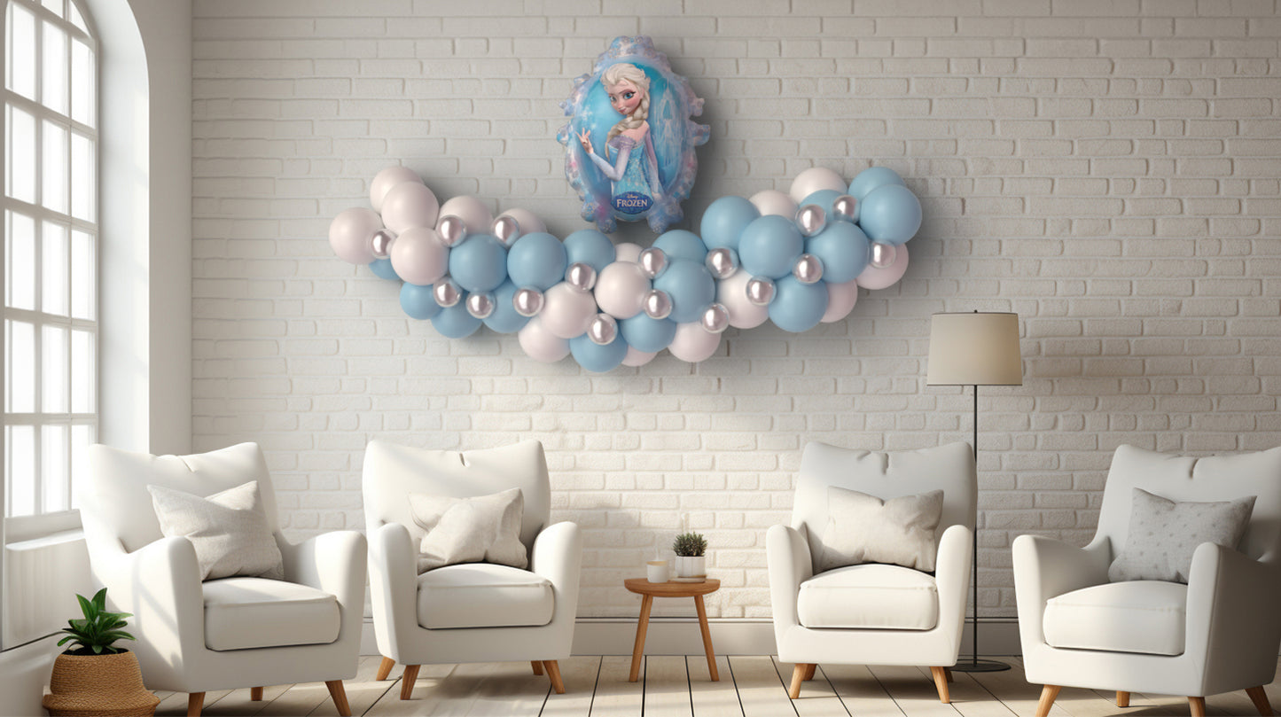 Guirlande de ballons avec ballon La Reine des Neiges, Elsa